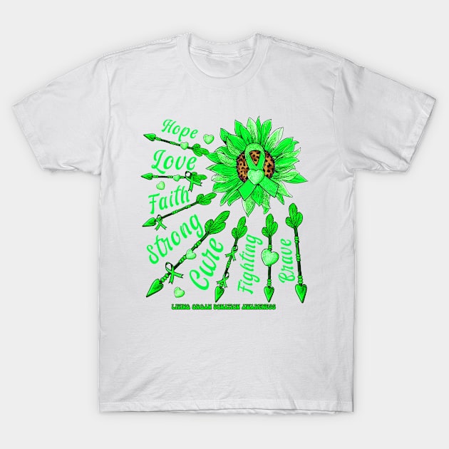 Living Organ Donation Awareness - Sunflower leopard faith love fight T-Shirt by Glyndaking568